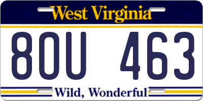 WV license plate 8OU463
