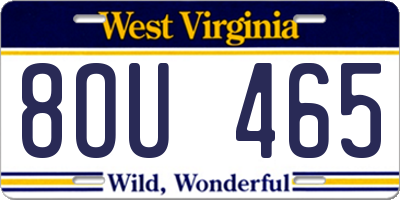 WV license plate 8OU465