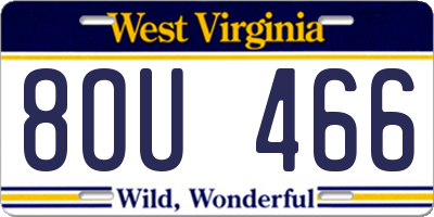 WV license plate 8OU466