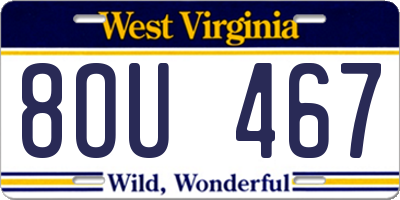 WV license plate 8OU467