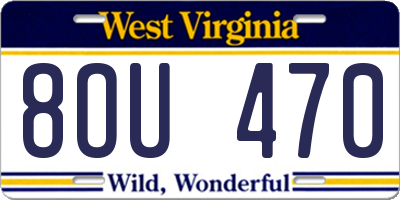 WV license plate 8OU470