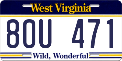 WV license plate 8OU471
