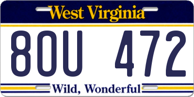WV license plate 8OU472