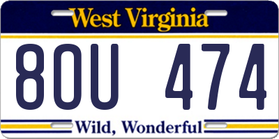 WV license plate 8OU474