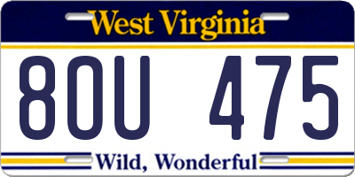 WV license plate 8OU475