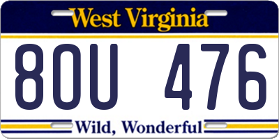 WV license plate 8OU476