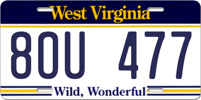 WV license plate 8OU477