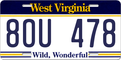 WV license plate 8OU478