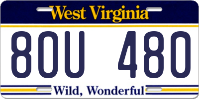WV license plate 8OU480