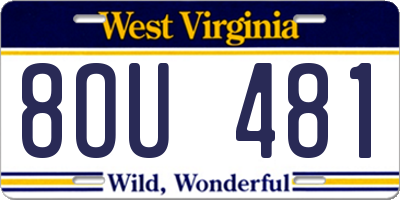 WV license plate 8OU481
