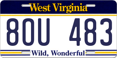 WV license plate 8OU483