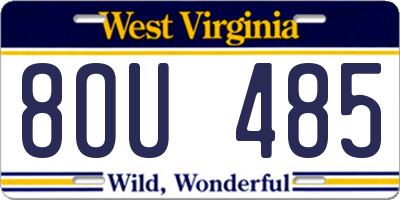 WV license plate 8OU485