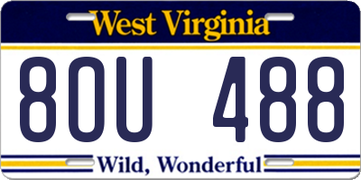WV license plate 8OU488