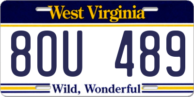 WV license plate 8OU489