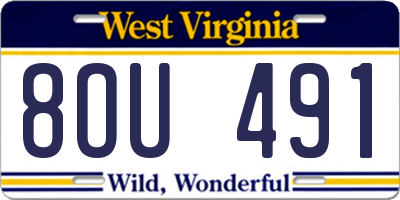 WV license plate 8OU491