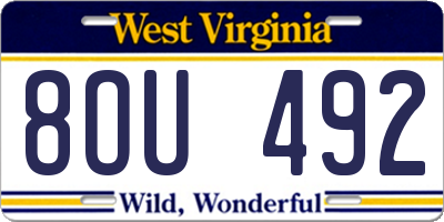WV license plate 8OU492