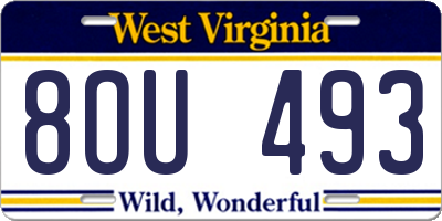 WV license plate 8OU493