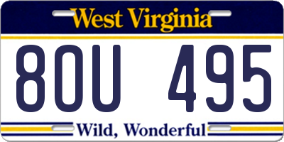 WV license plate 8OU495