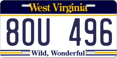 WV license plate 8OU496