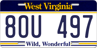 WV license plate 8OU497