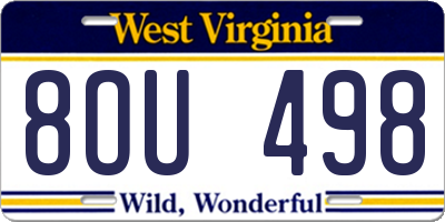 WV license plate 8OU498