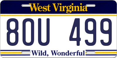 WV license plate 8OU499