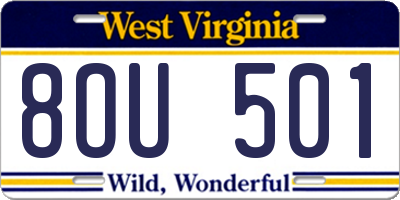 WV license plate 8OU501