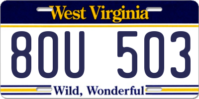 WV license plate 8OU503