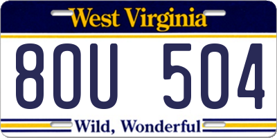 WV license plate 8OU504