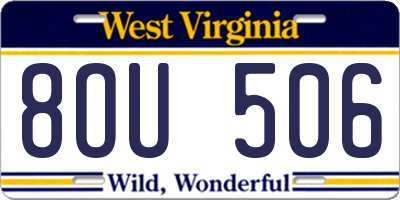 WV license plate 8OU506