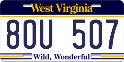 WV license plate 8OU507