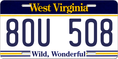 WV license plate 8OU508