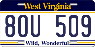 WV license plate 8OU509