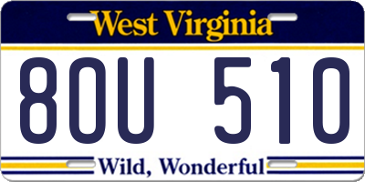 WV license plate 8OU510