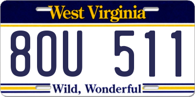 WV license plate 8OU511