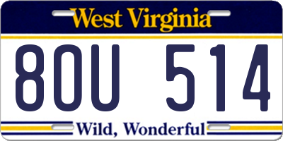 WV license plate 8OU514