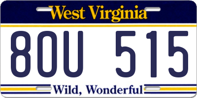 WV license plate 8OU515
