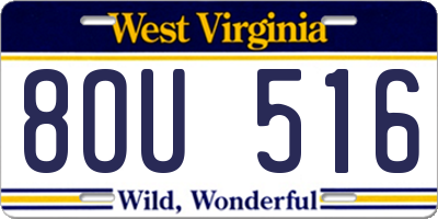 WV license plate 8OU516