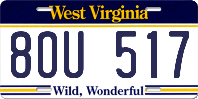WV license plate 8OU517
