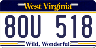 WV license plate 8OU518