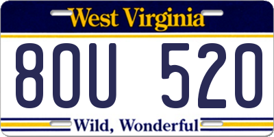 WV license plate 8OU520