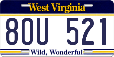 WV license plate 8OU521
