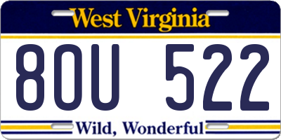 WV license plate 8OU522