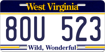 WV license plate 8OU523