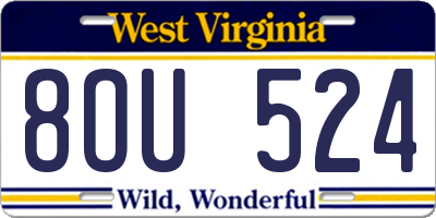 WV license plate 8OU524