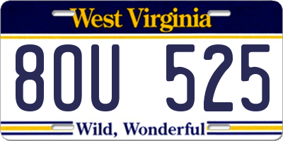 WV license plate 8OU525