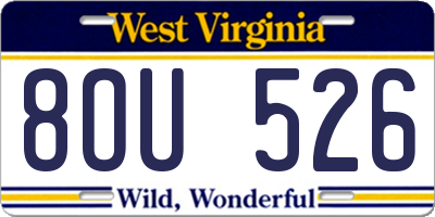 WV license plate 8OU526