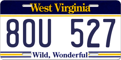 WV license plate 8OU527