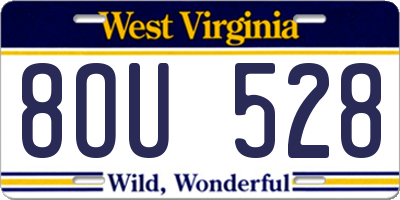WV license plate 8OU528