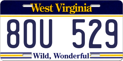 WV license plate 8OU529